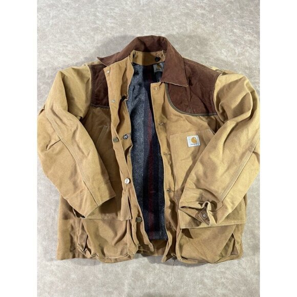 VTG Carhartt Blanket Lined Hunting Chore Jacket - Sz XL - Union Made CB906